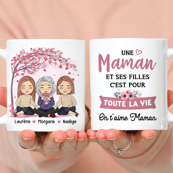 Mug céramique cadeau pour une maman et sa fille illustré par Les