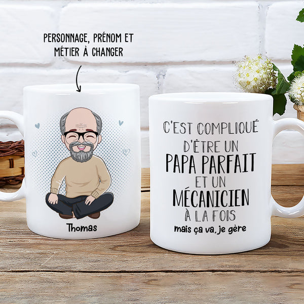 Mug homme papa parfait chauffeur - cadeau chauffeur anniversaire papa