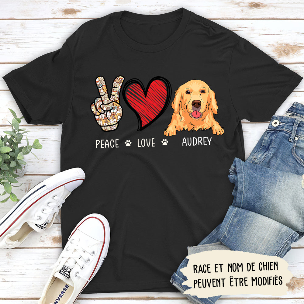 T-shirt Unisexe Personnalisé - Peace Love Dog