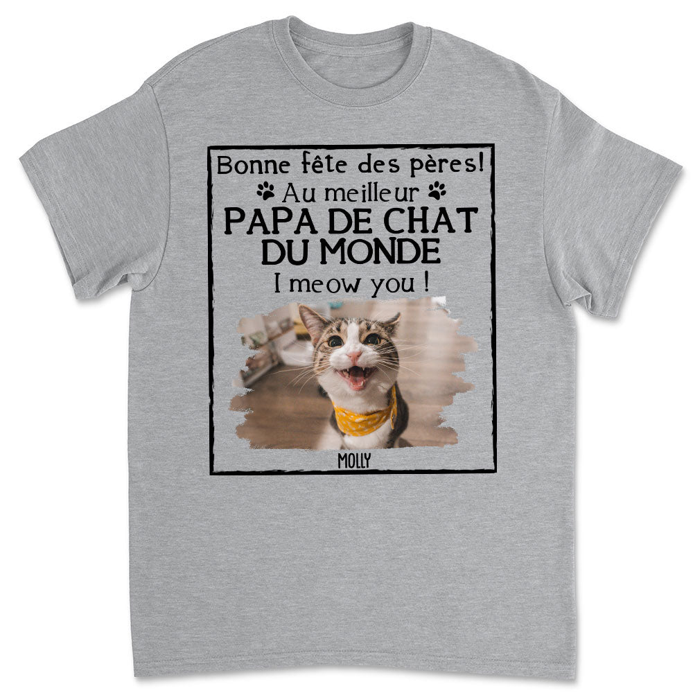 T-SHIRT UNISEXE PERSONNALISÉ - MEOW MEILLEUR PAPA DE CHAT PHOTO