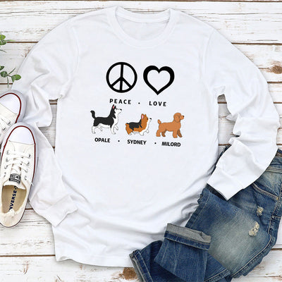 T-Shirt Personnalisé Manches Longues - Peace Love Dog 2