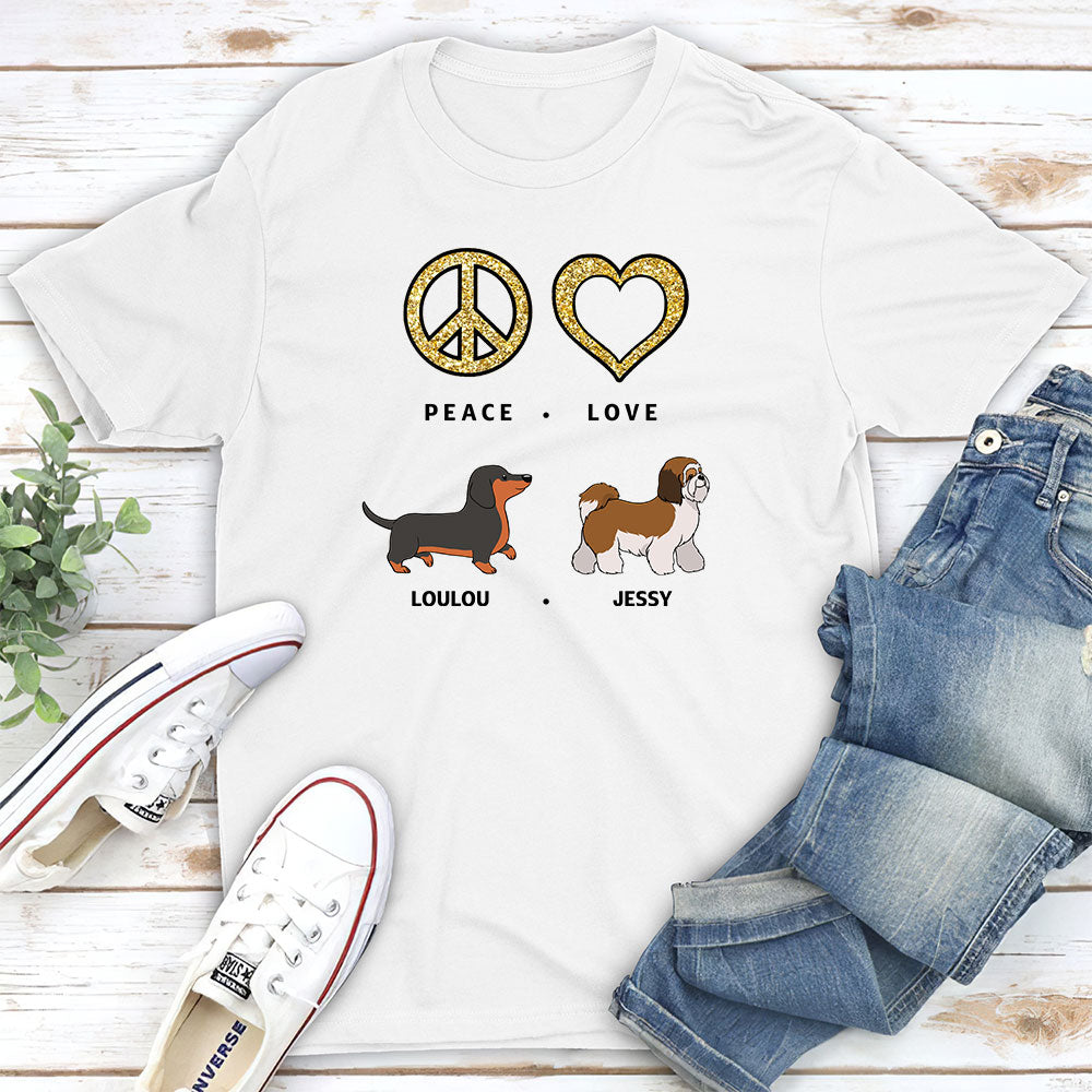 T-shirt Unisex Personnalisé - Peace Love Dog 2