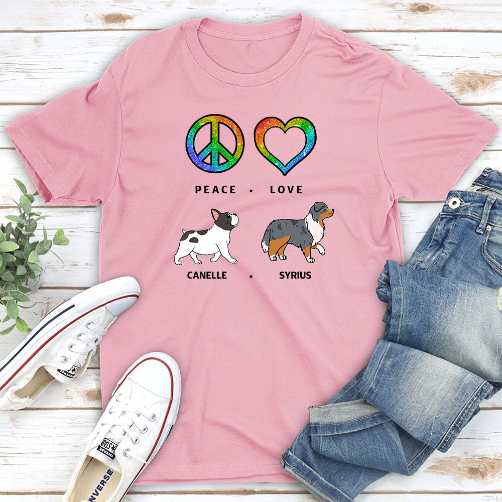 T-shirt Unisex Personnalisé - Peace Love Dog 2