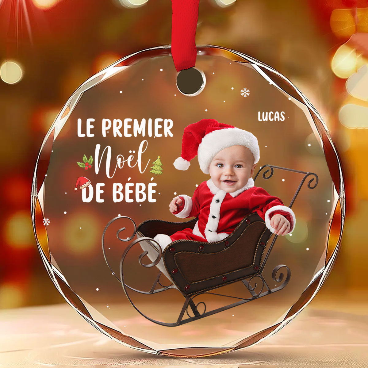 Ornement En Verre Personnalisé - Le Premier Noël de bébé