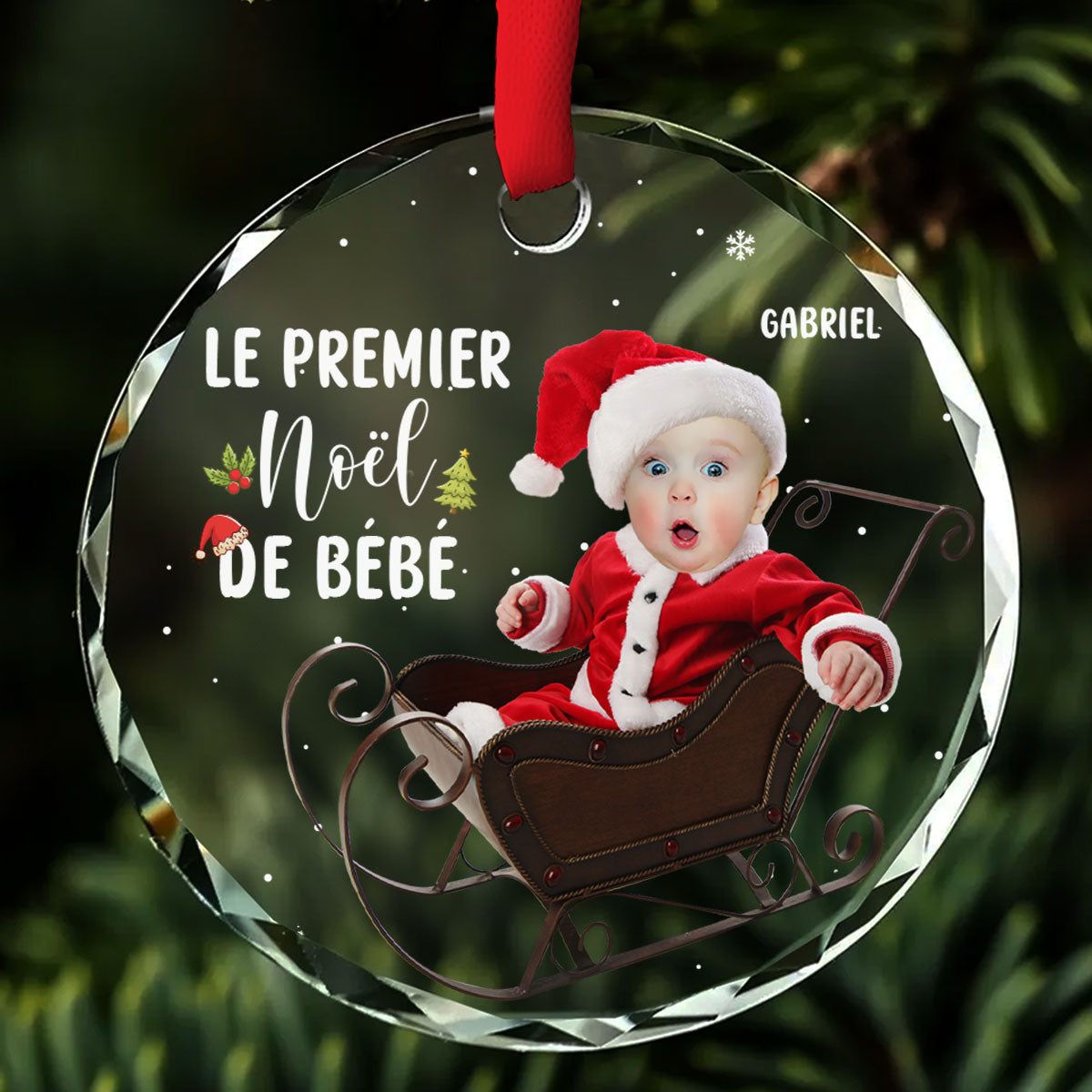 Ornement En Verre Personnalisé - Le Premier Noël de bébé