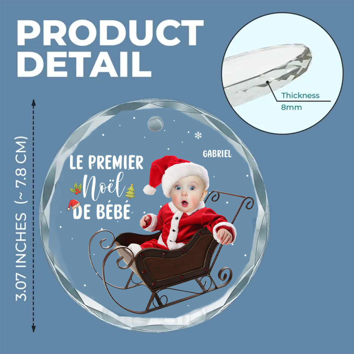 Ornement En Verre Personnalisé - Le Premier Noël de bébé