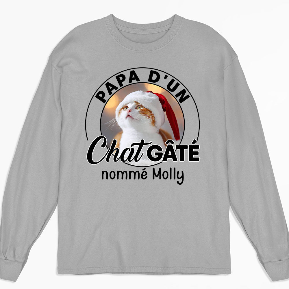 T-Shirt Personnalisé Manches Longues - Chat Pourri Gâté Chibi Cartoon Photo Ver 2