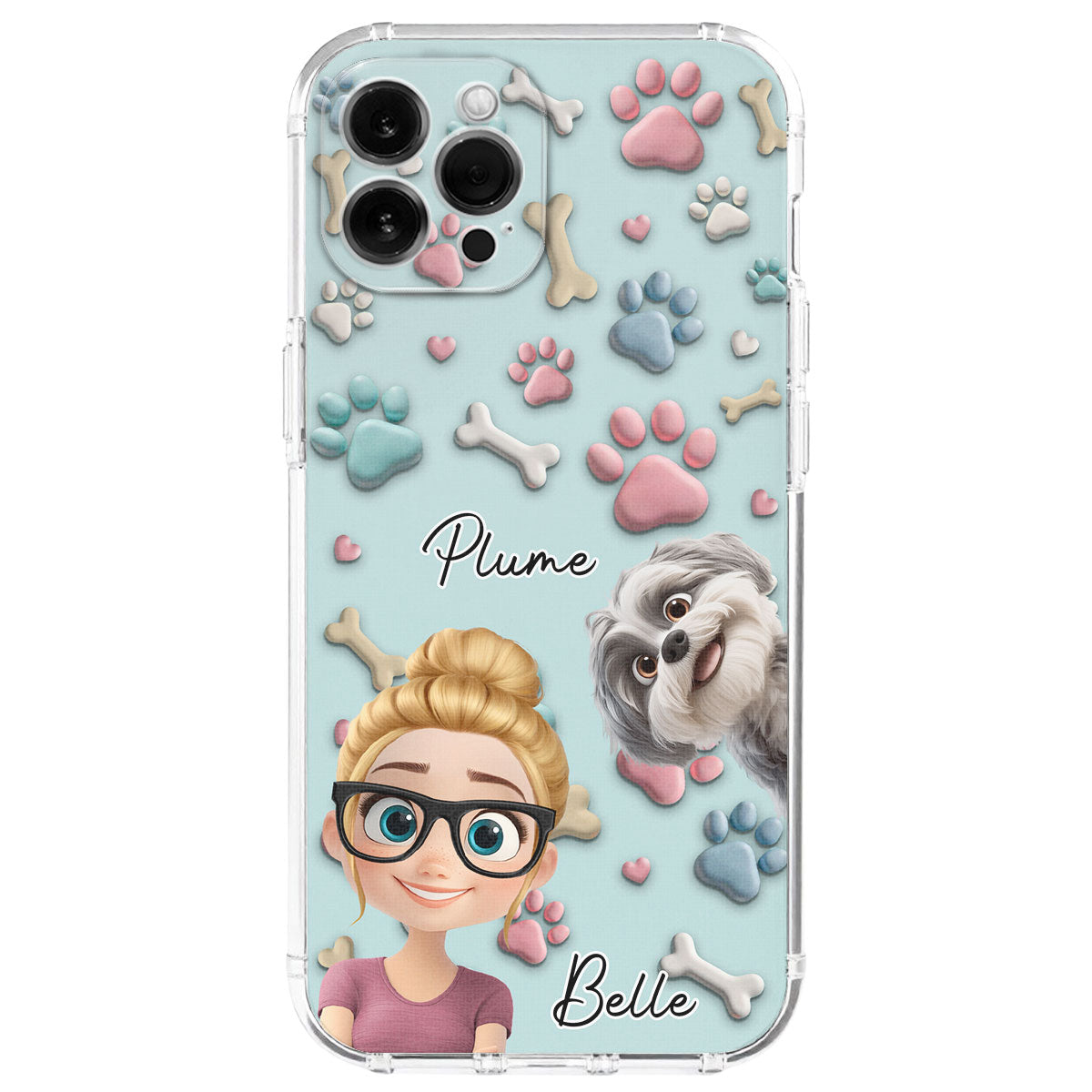 Cartoon Chien Et Humain - Coque de Téléphone Personnalisée avec Effet Gonflé 3D