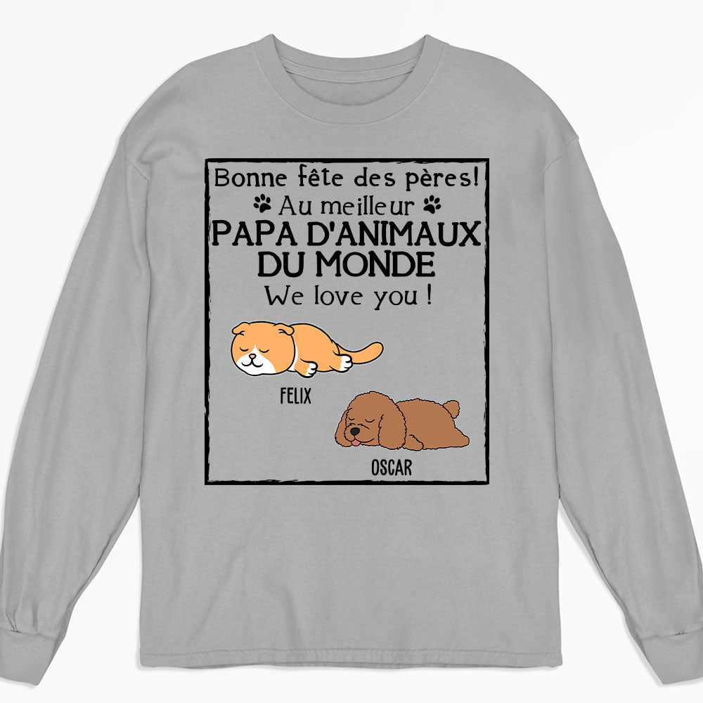 T-SHIRT PERSONNALISÉ MANCHES LONGUES - LOVE MEILLEUR PAPA D'ANIMAUX