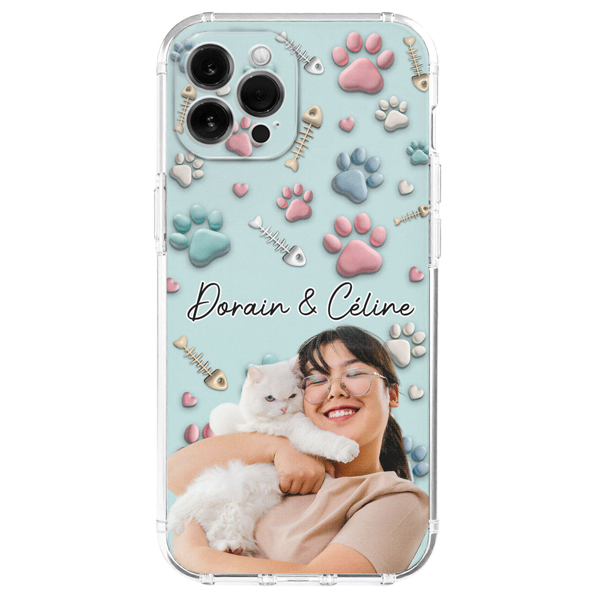 Cartoon Chat Et Humain Photo - Coque De Téléphone Personnalisée Avec Effet Gonflé 3D
