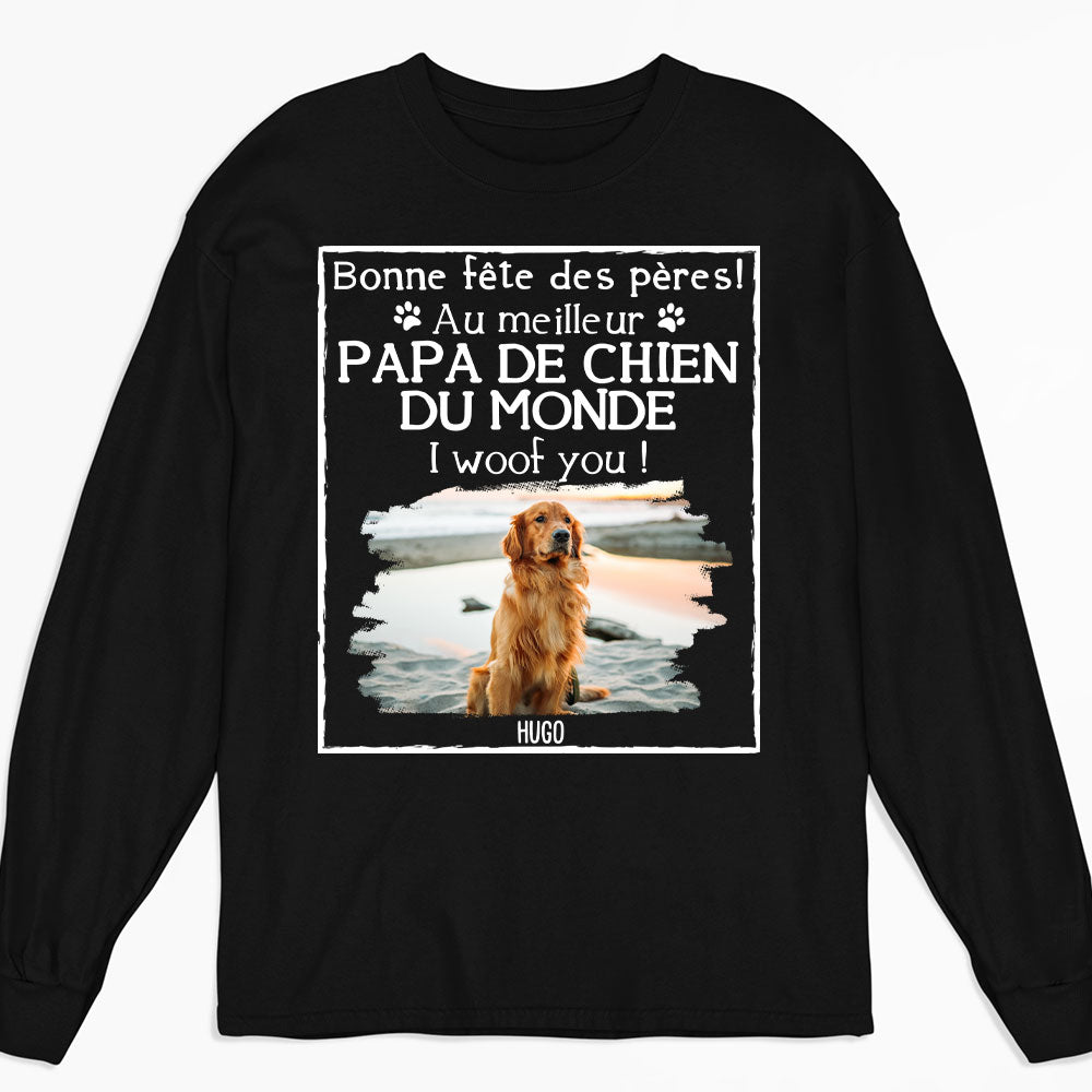 T-Shirt Personnalisé Manches Longues - Ouaf Meilleur Papa de Chien de Tous les Temps Photo