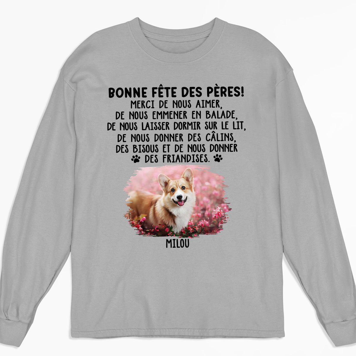 T-Shirt Personnalisé Manches Longues - BONNE FÊTE DES PÈRES PHOTO