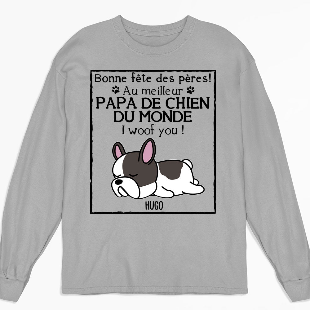 T-Shirt Personnalisé Manches Longues - Ouaf Meilleur Papa de Chien