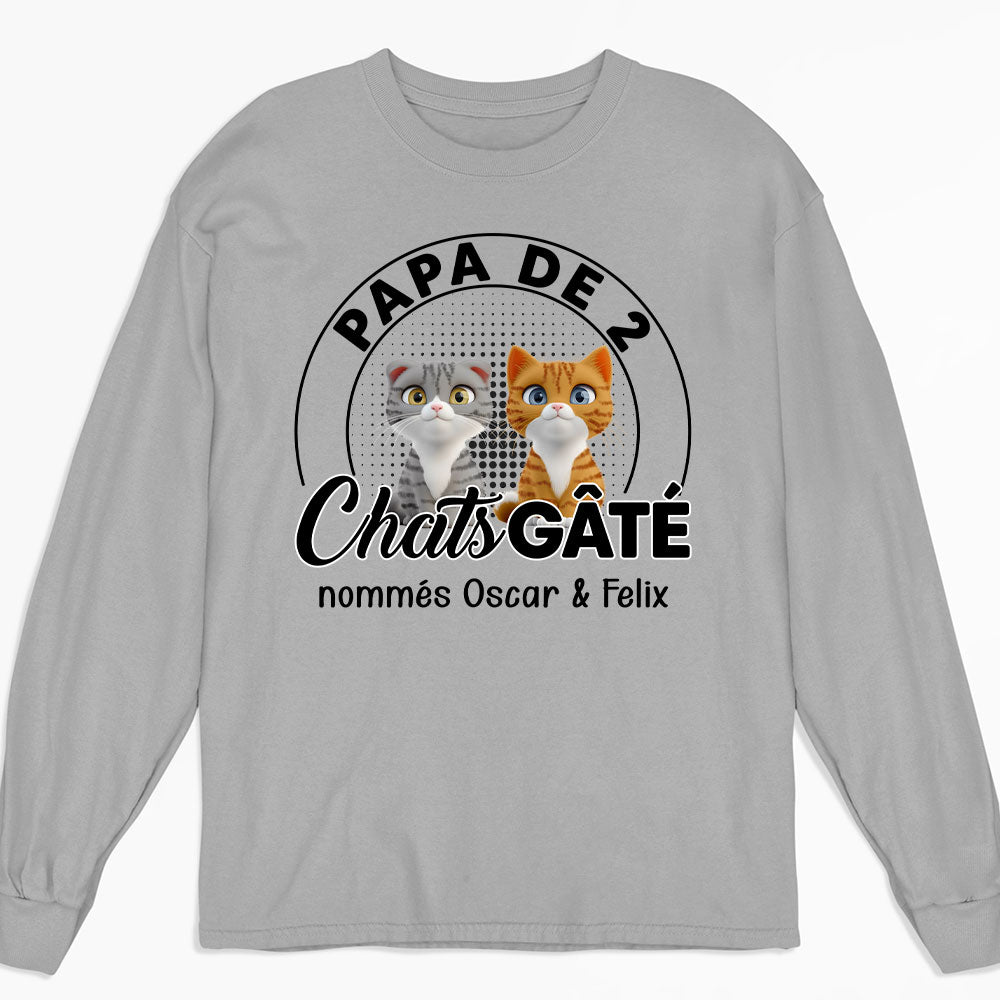 T-Shirt Personnalisé Manches Longues - Chat Pourri Gâté Chibi Cartoon Ver 2