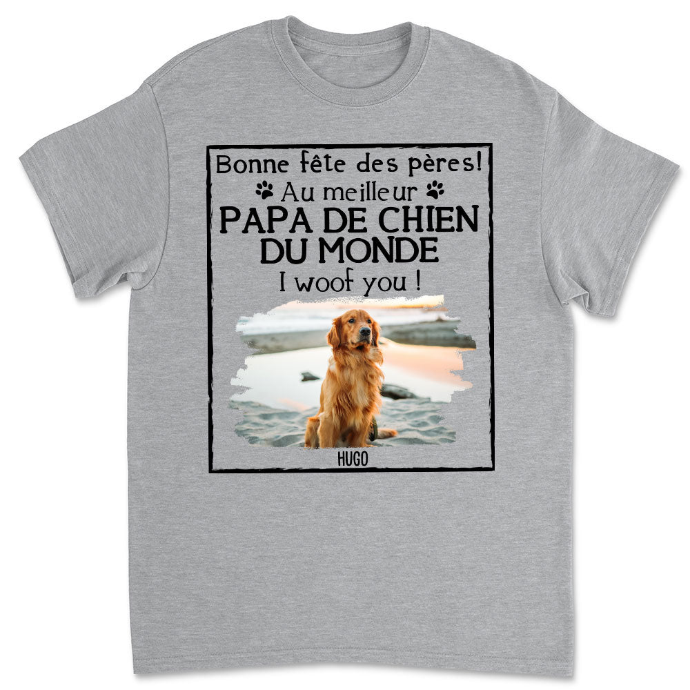 T-shirt Unisexe Personnalisé - Ouaf Meilleur Papa de Chien Photo