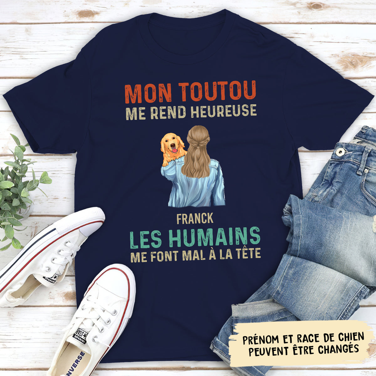 T-shirt Unisex Personnalisé - Mon Chien Me Rend Plus Heureux