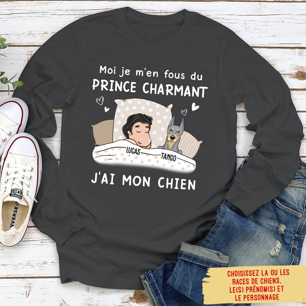 T-Shirt Personnalisé Manches Longues - Le Prince Charmant C‘Est Mon Chien