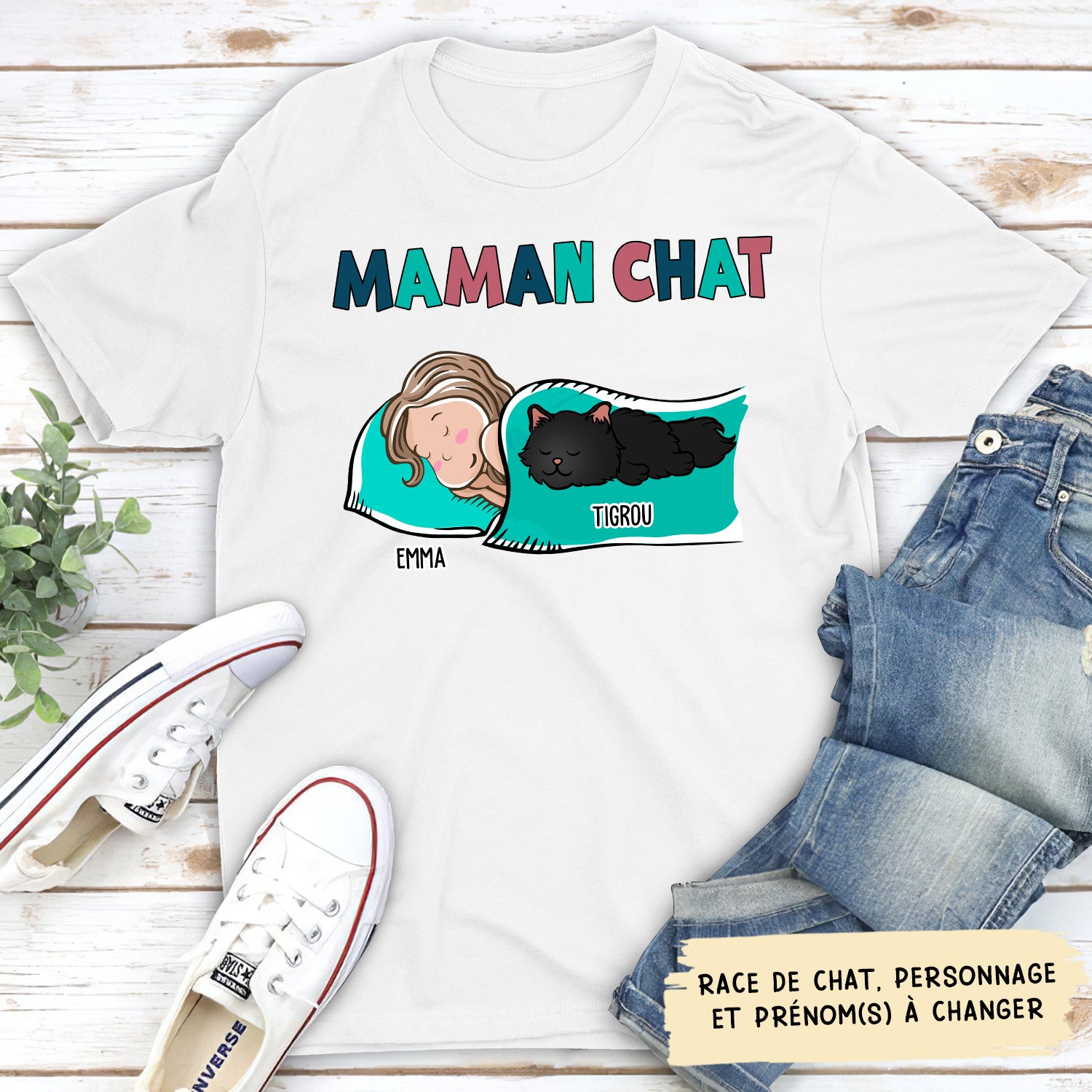 T-shirt Unisex Personnalisé - Maman/ Papa Chat