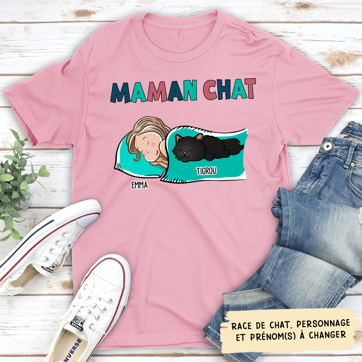 T-shirt Unisex Personnalisé - Maman/ Papa Chat