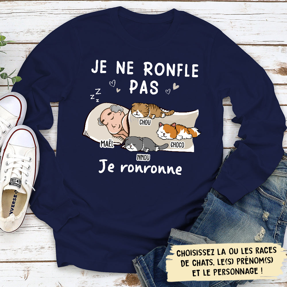 T-Shirt Personnalisé Manches Longues - Je Ronfle Pas Je Ronronne