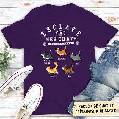 T-shirt Unisex Personnalisé - Esclave De Mon Chat