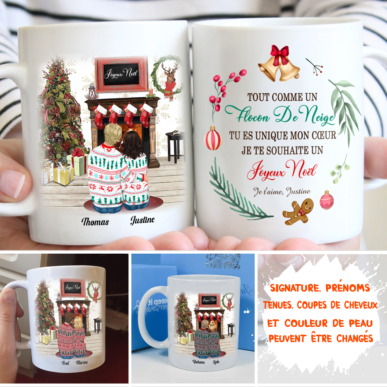 Mug Personnalisé - Famille Ou Amies - Joyeux Noël - TESCADEAUX