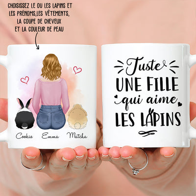 Mug Personnalisé - Une Fille Qui Aime Les Lapins
