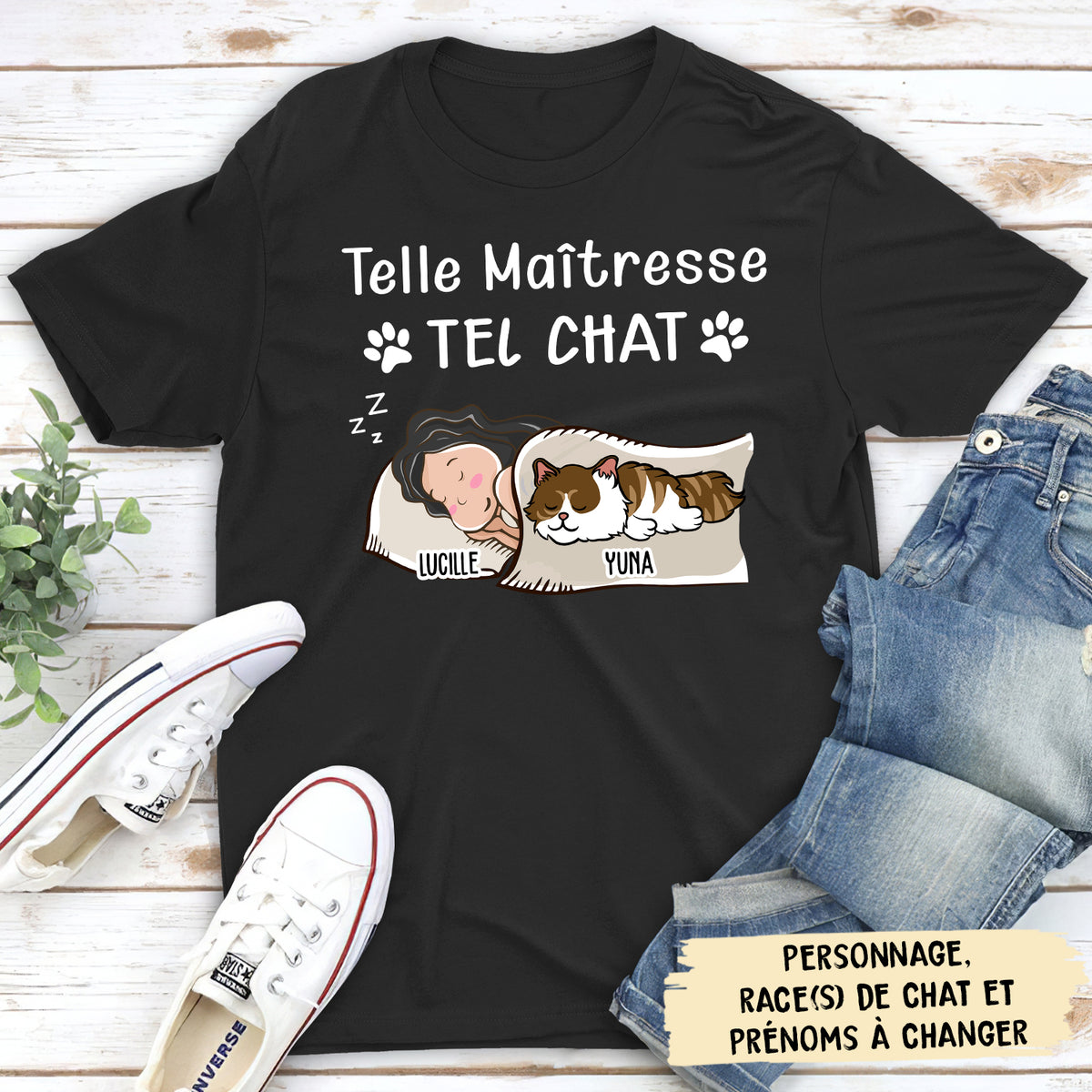 T-shirt Unisex Personnalisé - Tel Maitre, Tel Chat