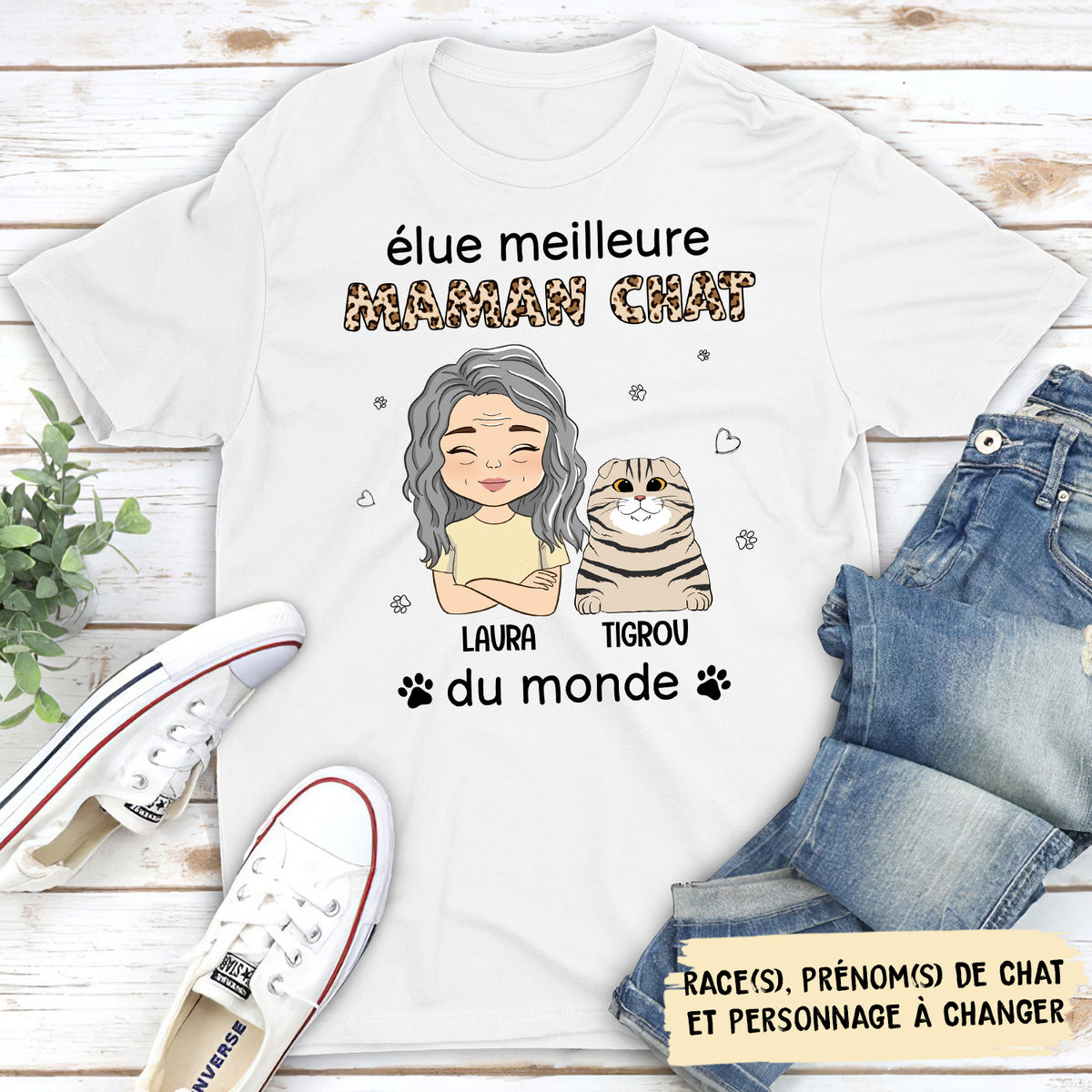 T-shirt Unisex Personnalisé - Meilleure Maman Chat