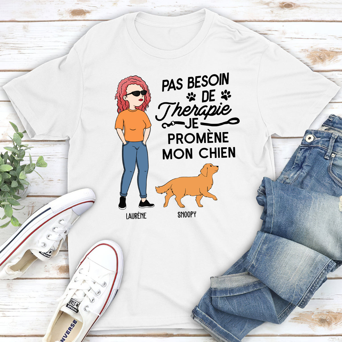 T-shirt Unisex Personnalisé - Je Promène Mon Chien