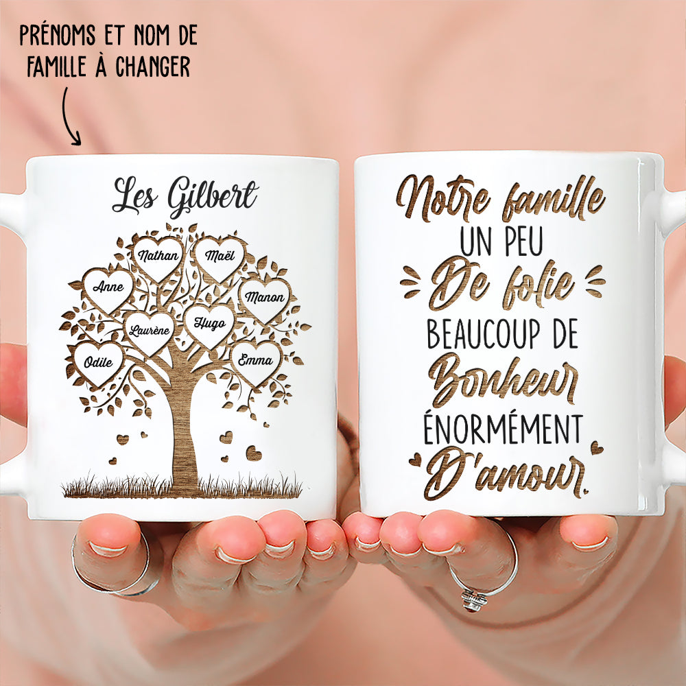 Mug Personnalisé - Notre Famille Un Peu De Folie, Beaucoup De Bonheur