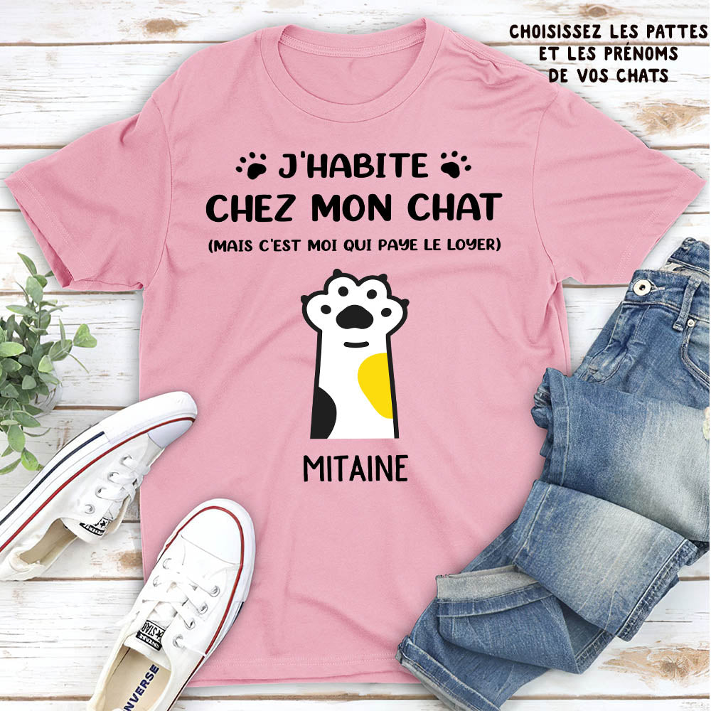 T-shirt Unisex Personnalisé - J‘Habite Chez Mon Chat