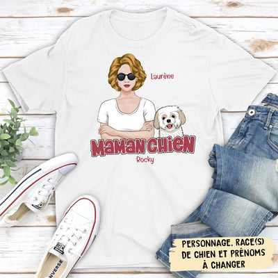 T-shirt Unisex Personnalisé - Portrait D‘une Maman Chien