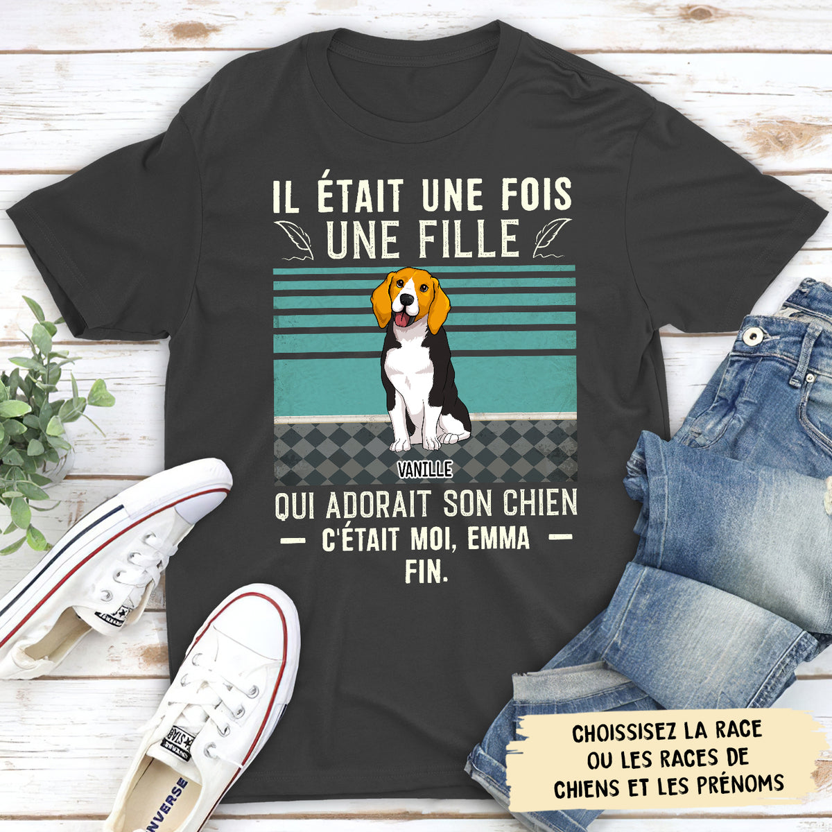 T-shirt Unisex Personnalisé - Il Était Une Fois - Chien