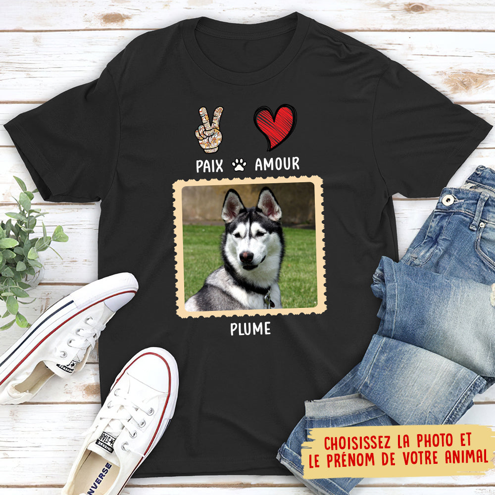 T-shirt Unisex Personnalisé - Paix Amour Chien