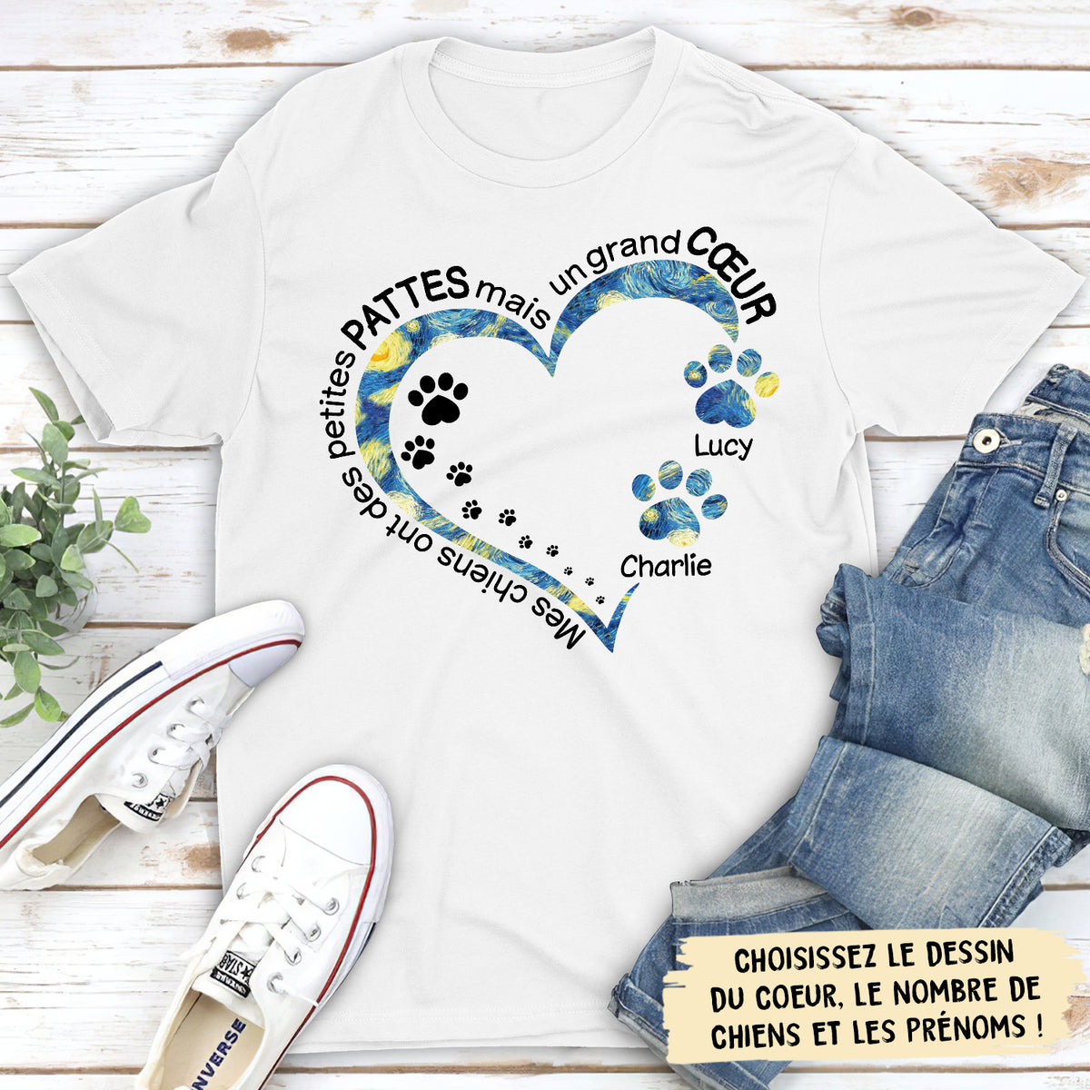 T-shirt Unisex Personnalisé - Petites Pattes Grand Coeur