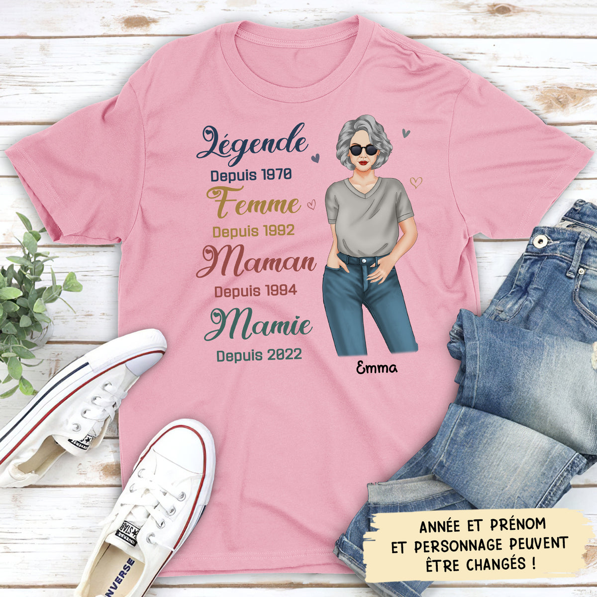 T-shirt Unisex Personnalisé - Légende Maman Mamie