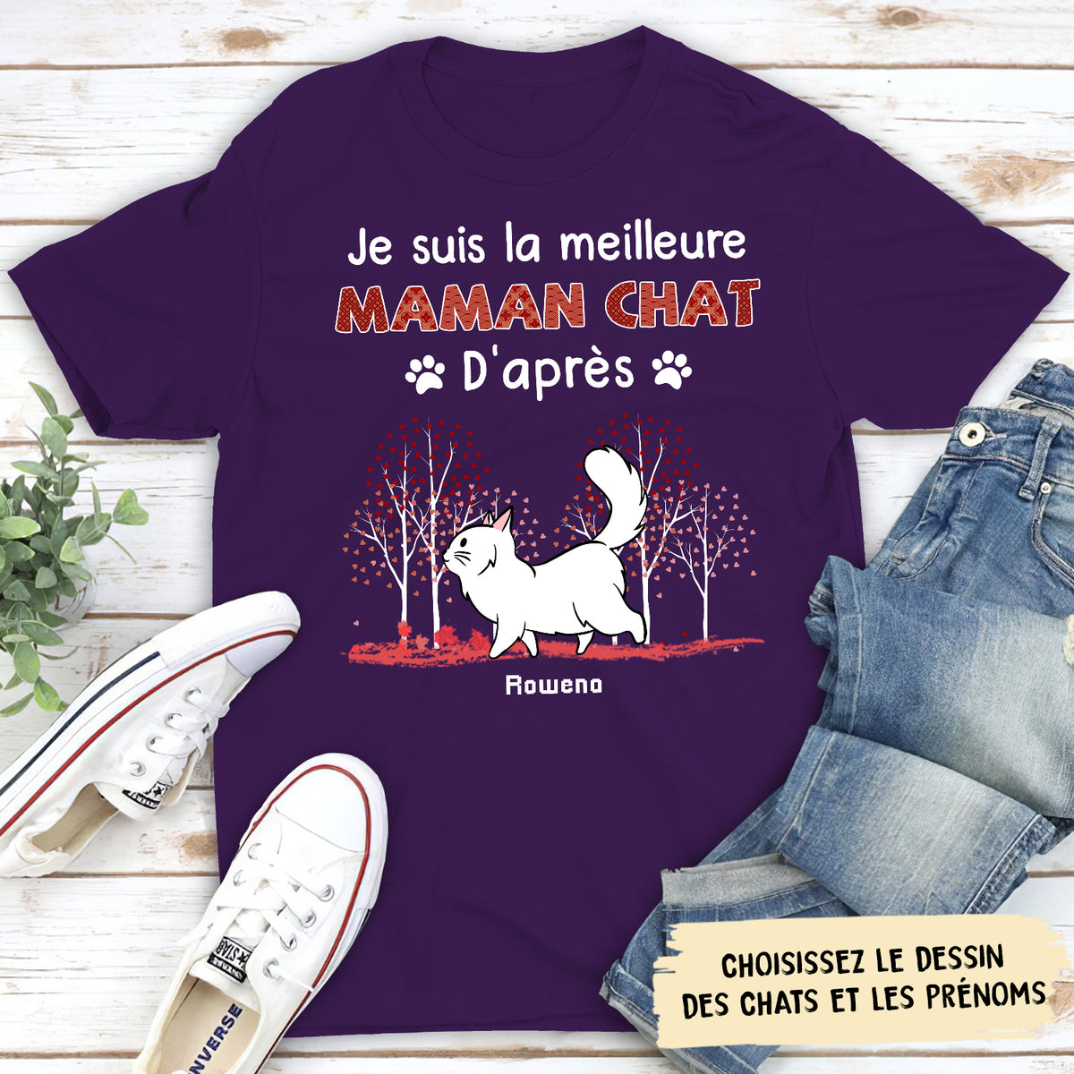 T-shirt Unisex Personnalisé - La Meilleure Maman Ou Papa Chat
