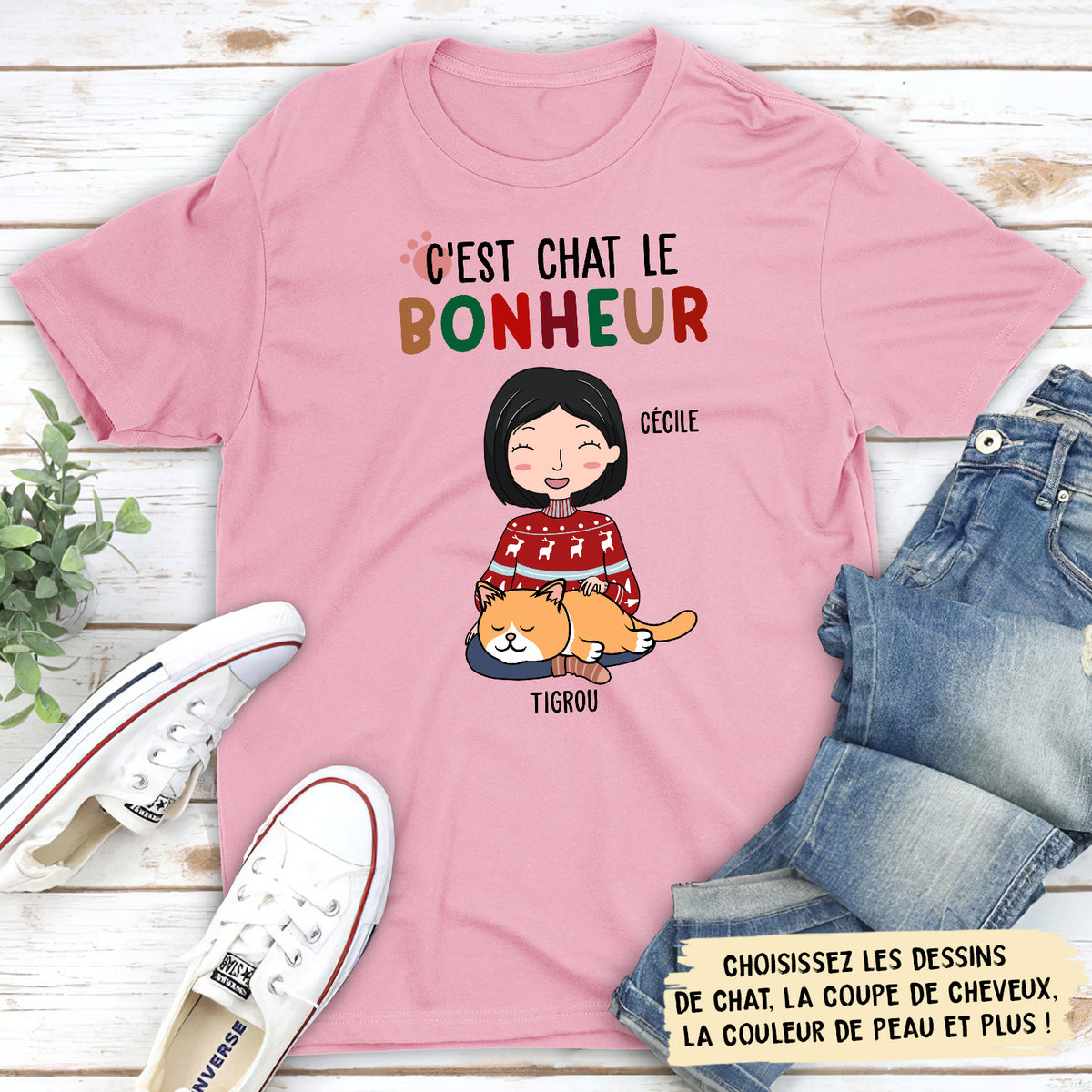 T-shirt Unisex Personnalisé - C‘Est Chat Le Bonheur