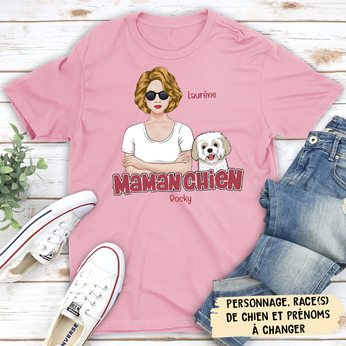 T-shirt Unisex Personnalisé - Portrait D‘une Maman Chien