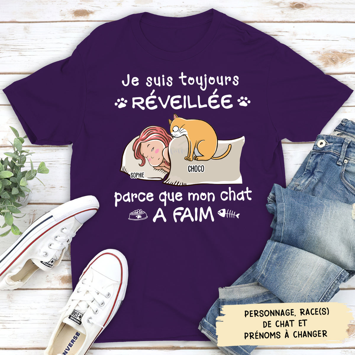 T-shirt Unisex Personnalisé - Mon Chat Avait Faim La Nuit