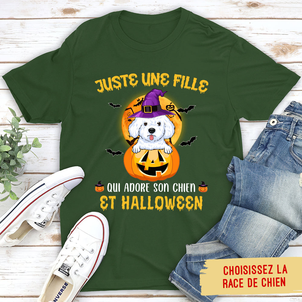 T-shirt Unisex Personnalisé - Juste Une Fille Qui Adore Halloween
