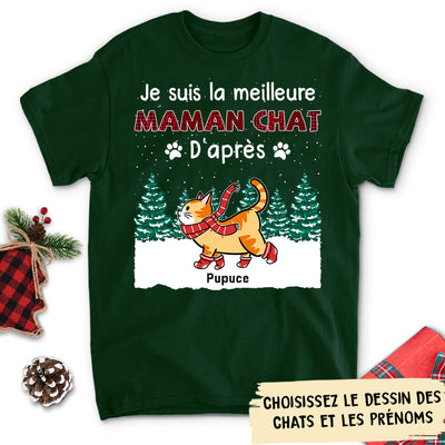 T-shirt Unisex Personnalisé - La Meilleure Maman Ou Papa Chat De Noël