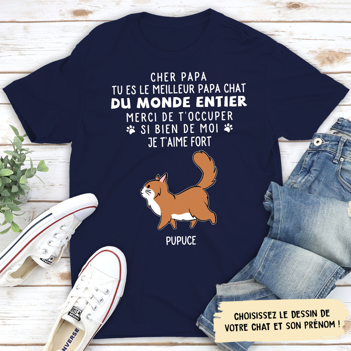 T-shirt Unisex Personnalisé - Merci Papa Maman Pour Tout - Version Chat