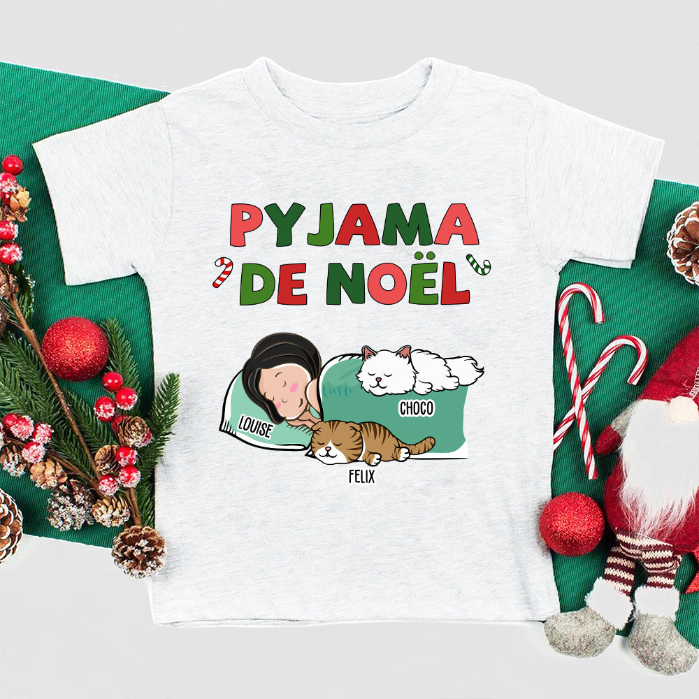 T-shirt de noel femme homme personnalisé, T-shirt Personnalisé - Pyjama De  Noël, cadeau personnalisé de noel - TESCADEAUX