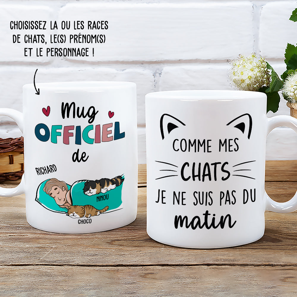 Mug Personnalisé - Comme Mon Chat Pas Du Matin, Maman chat, Cadeau