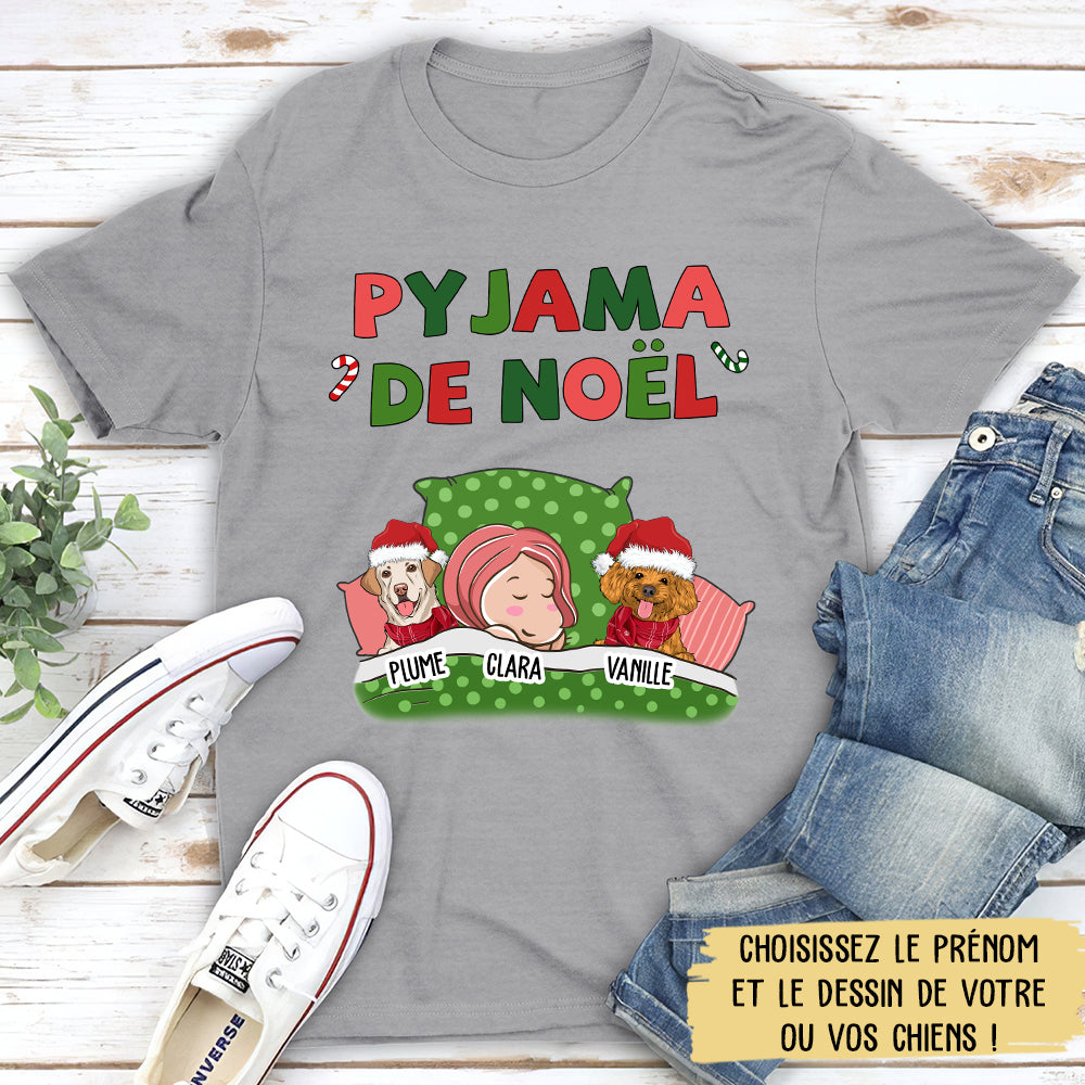 T-shirt de noel femme homme personnalisé, T-shirt Personnalisé - Pyjama De  Noël, cadeau personnalisé de noel - TESCADEAUX