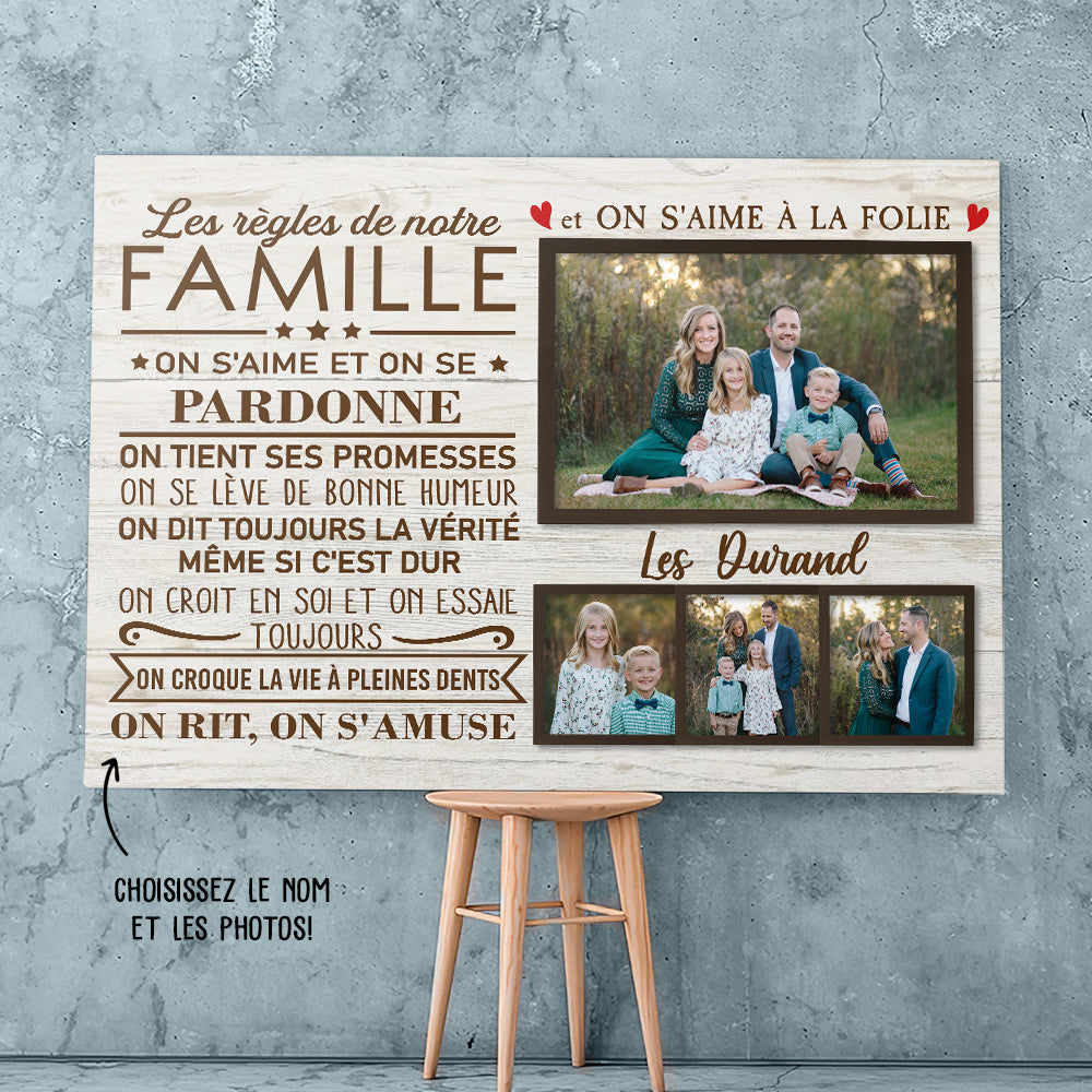 Tescadeaux - Toile famille personnalisée, Cadre photo personnalisé famille, Toile  Personnalisée - Arbre Coeur Rouge - TESCADEAUX