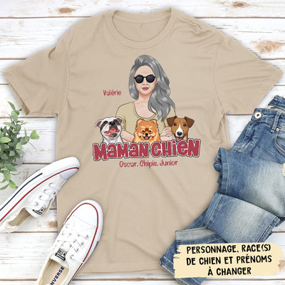 T-shirt Unisex Personnalisé - Portrait D‘une Maman Chien