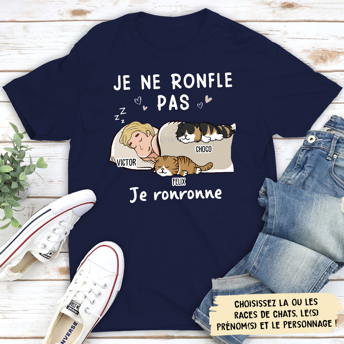 T-shirt Unisex Personnalisé - Je Ronfle Pas Je Ronronne